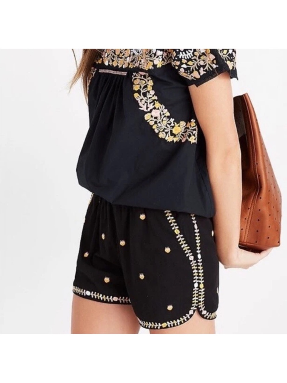 Madewell Embroidered Black Women's Shorts